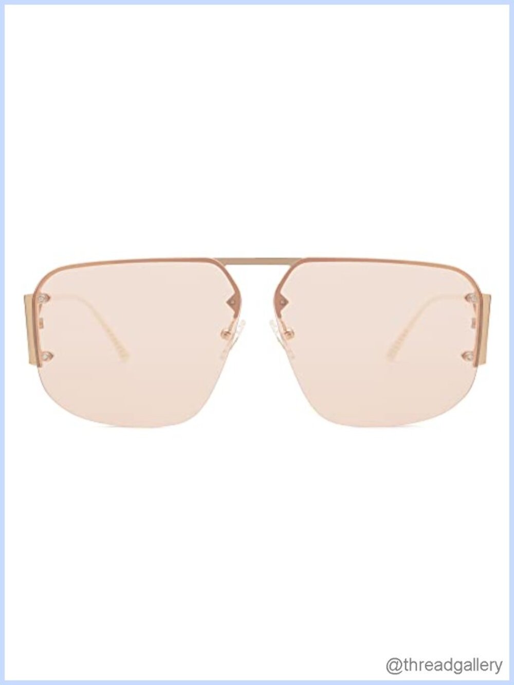 Trendy Metal Rimless Aviator Sunglasses UV400 Unisex Large